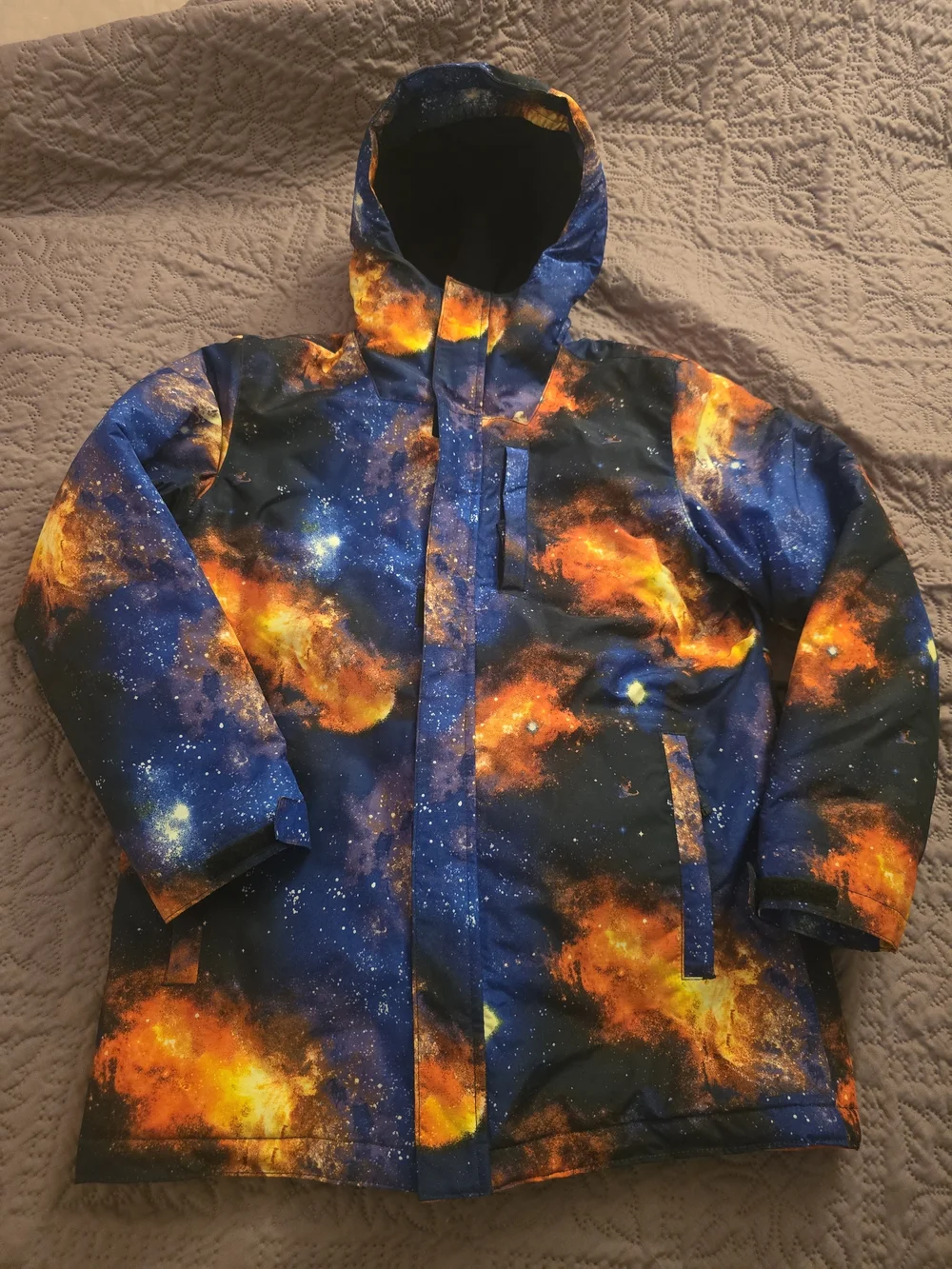 The Children's Place Galaxy-Print Hooded Puffer Jacket - Blue & Orange